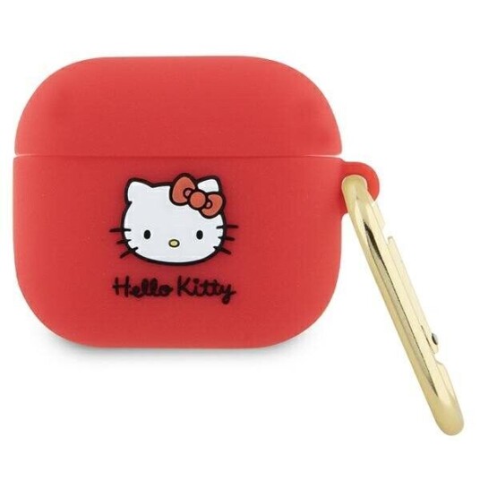 Hello Kitty Silicone 3D Kitty Head Dėklas, Skirtas Airpods 3 - Fuksija