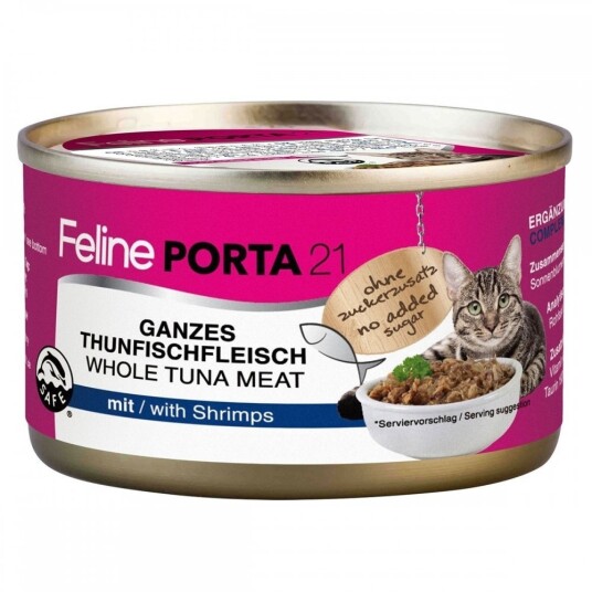 Porta 21 Feline Tunfisk med Reker 6 x 156 g - Våtfôr for Katt Porta 21 Feline Tunfisk med Reker 6 x 156 g - Våtfôr for Katt