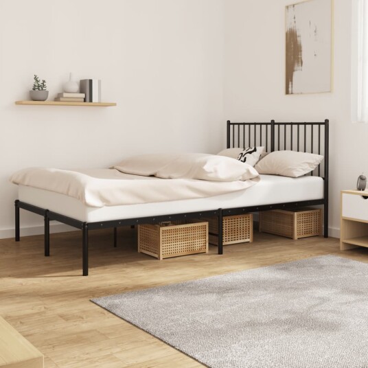 vidaXL Sengeramme i metall med sengegavl svart 120x200 cm vidaXL Sengeramme i metall med sengegavl svart 120x200 cm