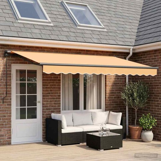 Uttrekkbar markise sand 500 × 300 cm Polyester og aluminium