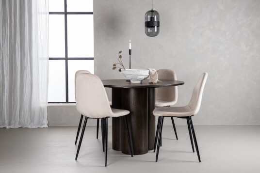 Venture Home Olivia Spisegruppe 110 cm Rund med 4 Polar Stoler Beige Venture Home Olivia Spisegruppe 110 cm Rund med 4 Polar Stoler Beige