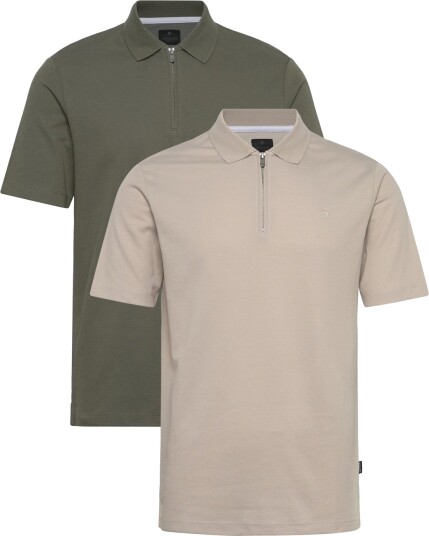 Jack & Jones Jprblaethan Ss Zip Polo 2Pk Mp Khaki green M