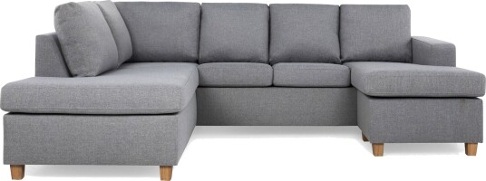 Crazy 4 seters Venstrevendt U formet Large Sofa med Divan og Sjeselong i Stoff Grå