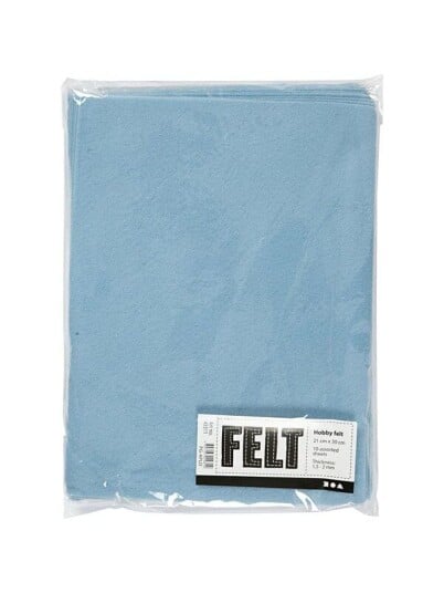 Creativ Company Hobby Felt Light Blue A4 10 Sheets