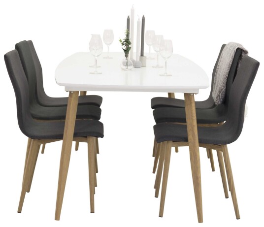 Venture Design Polar & Windu spisegruppe Hvit/grå 6 st stoler & bord 240 x 100 cm