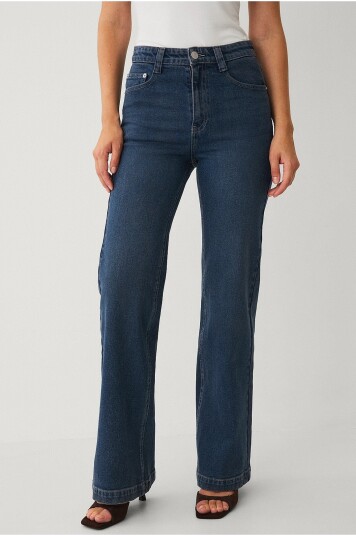 Ellos Collection Utsvingte jeans Utsvingte med høy midje Blå