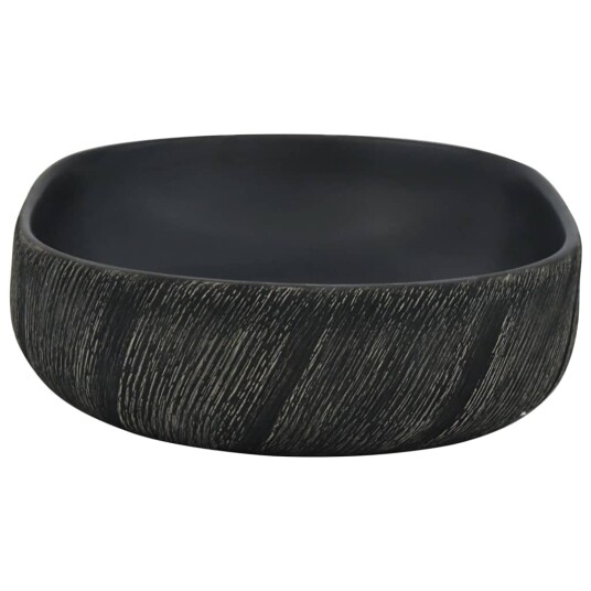 vidaXL Benkeservant svart oval 59x40x14 cm keramikk