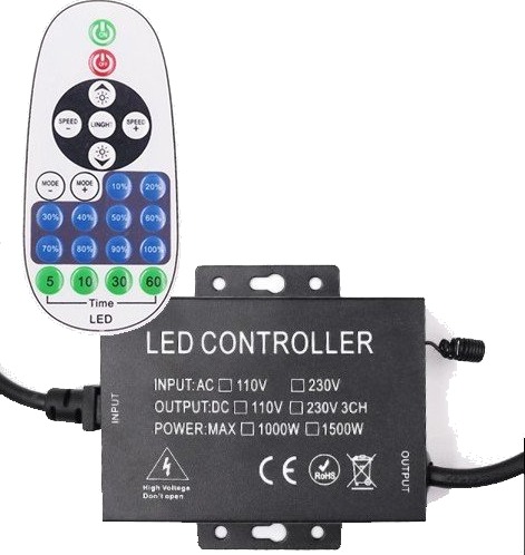 RF trådløs timer+dimmer med fjernkontroll For 230V 8x16 Neonflex IP67