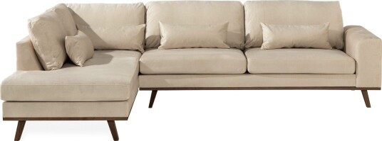 Copenhagen 4 seters Venstrevendt L formet Sjeselongsofa i Fløyel Beige