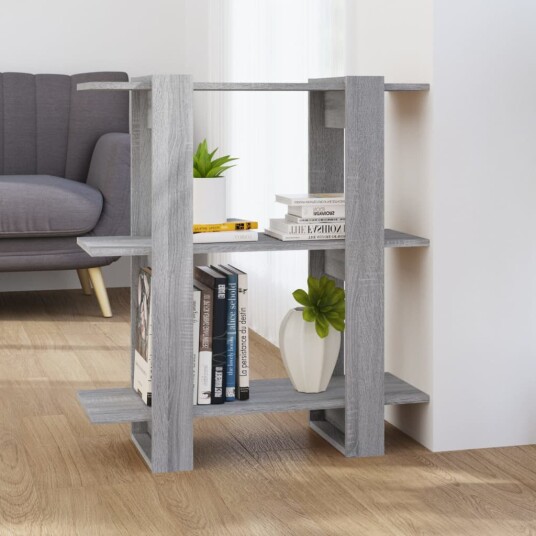 vidaXL Bokhylle/romdeler gr? sonoma eik 80x30x87 cm