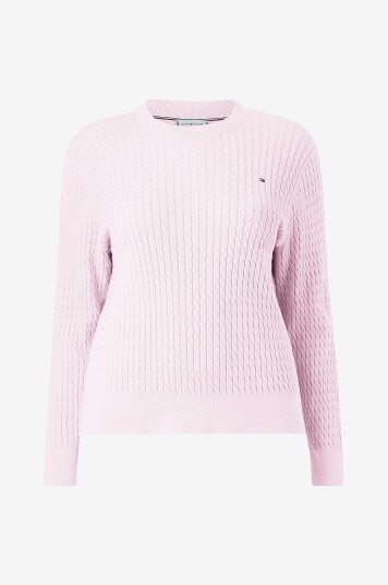 Tommy Hilfiger Curve Pullover Crv CO Cable Fine GG Cnk Sweater Rosa