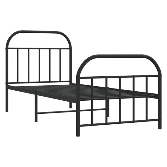 vidaXL Sengeramme i metall med hode- og fotgavl svart 80x200 cm