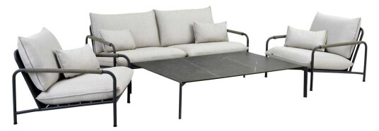 Brafab Lerberget sofagrupp Svart med grå pute 2,5-seters sofaer & 2 loungestoler & bord 162x112 cm