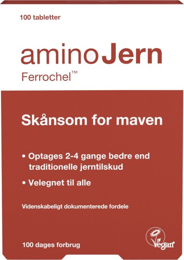 AminoJern Amino Jerntilskudd Jerntabletter - 100 Tabletter AminoJern Amino Jerntilskudd Jerntabletter - 100 Tabletter
