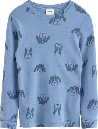 Lindex Long Sleeve Top In Merino Wool - Blue - 86/92
