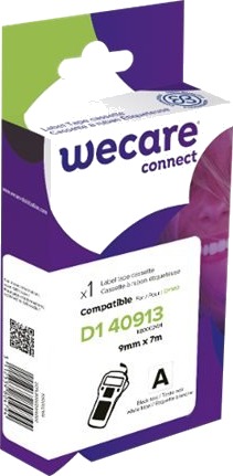Wecare Connect Hvit Bakgrunn Med Svarte Bokstaver Rull 0,9 Cm X 7 M 1 RullEr Tapepatron For Dymo Labelmanager 150 200 300 350 400 450 Pc Labelpoint