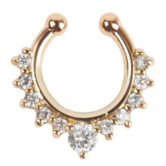Falske septum naspiercing nese ring uten hull gull