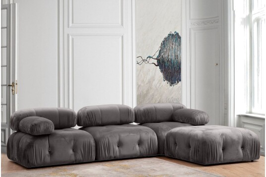 Belgin Boblende Divansofa 3 seter 288 cm Grå