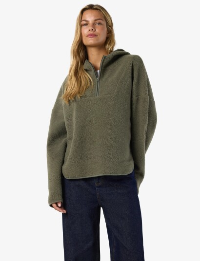 NOISY MAY Nmcozy L/S Halfway Zip Sweater Jrs Noos   Khaki green   XL