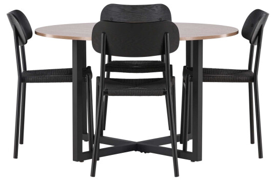 Venture Design Durango & Polly spisegruppe Svart/valnøtt 4 stoler & bord 120 cm