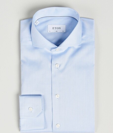 Eton Slim Fit Twill Cut Away Shirt Light Blue