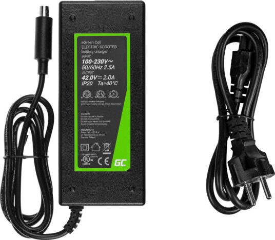 Green Cell Lader til Xiaomi Mija M365 etc. 42V, 2A - Svart Green Cell Lader til Xiaomi Mija M365 etc. 42V, 2A - Svart