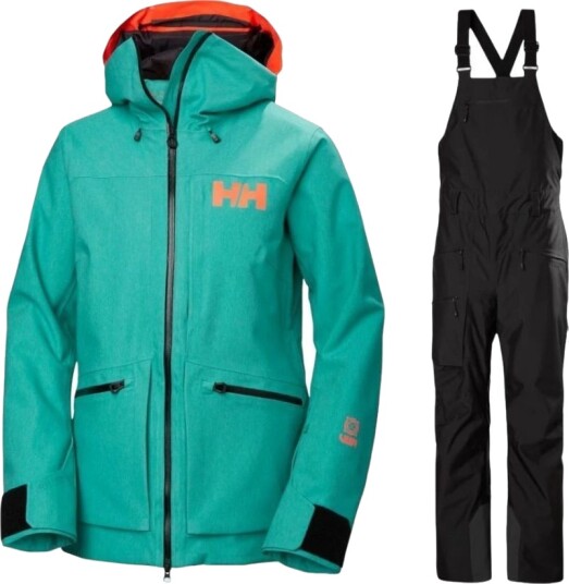 Helly Hansen Powderqueen 3.0/Bib 2.0 skisett dame grønn/svart