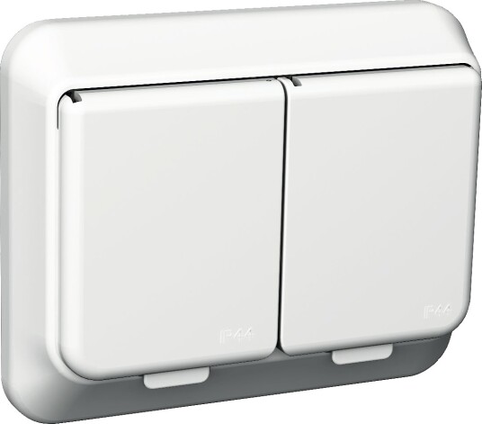 Schneider Electric Exxact Stikkontakt 2-veis, jordet, klafflokk, IP44, hvit Skrutvinge