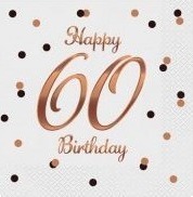 Godan B&C Happy 60 Birthday Servietter Hvite 33X33cm 20 Stk Godan B&C Happy 60 Birthday Servietter Hvite 33X33cm 20 Stk