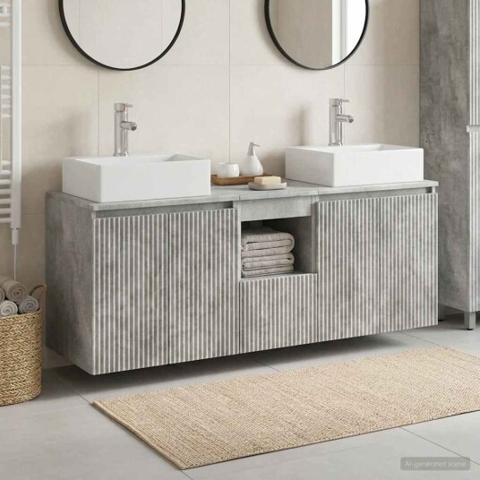 vidaXL Baderomsskapsett 3 stk. Betonggrå 49,5 x 41 x 62,5 cm