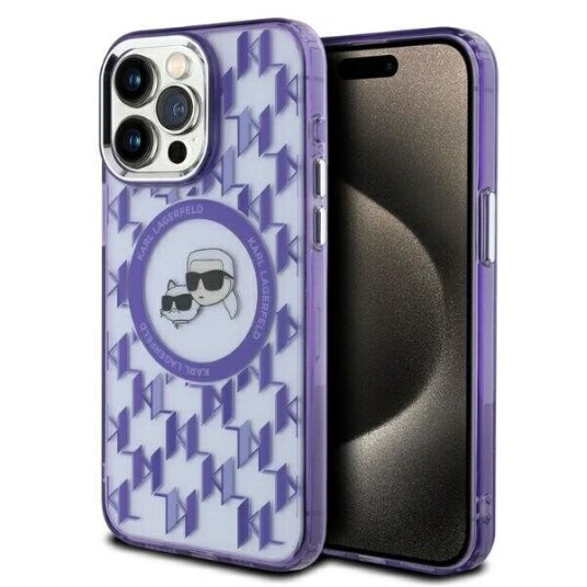 Karl Lagerfeld Magsafe IML Monogram Lilla Mobildeksel til iPhone 15 Pro Max