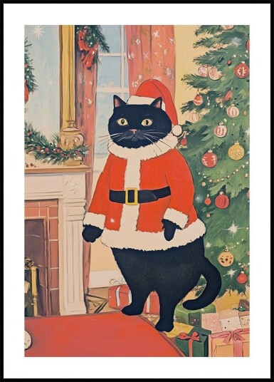 Christmas Cat Poster Plakat / 30x40cm