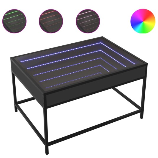  Salongbord med Infinity LED svart 70x50x41 cm 847682