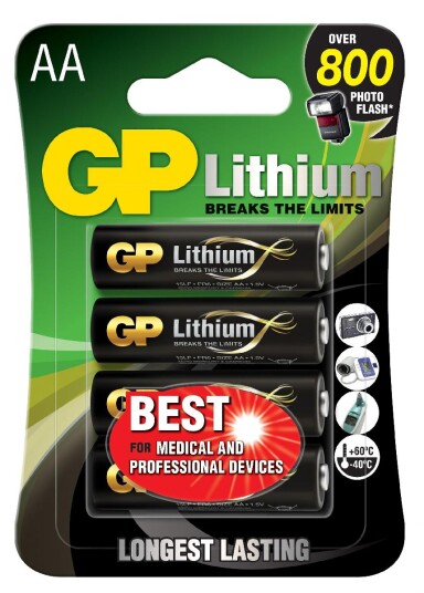 GP Lithium AA Batteri 4-pakning - Engangsbatteri 1.5V