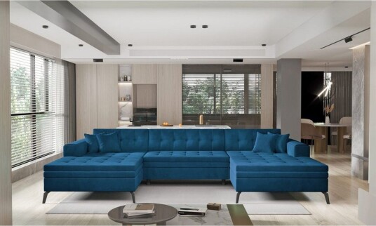 Hjørnesofa Eltap Vertizo 350x170x93 cm Nube 40 Mørk Blå Symmetrisk
