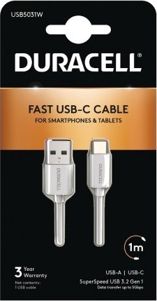 Duracell Usb5031w 1 M Usb A Usb C 3.2 Gen 1 3.1 Gen 1 5 Gbit/Sek Hvit Duracell Usb5031w 1 M Usb A Usb C 3.2 Gen 1 3.1 Gen 1 5 Gbit/Sek Hvit