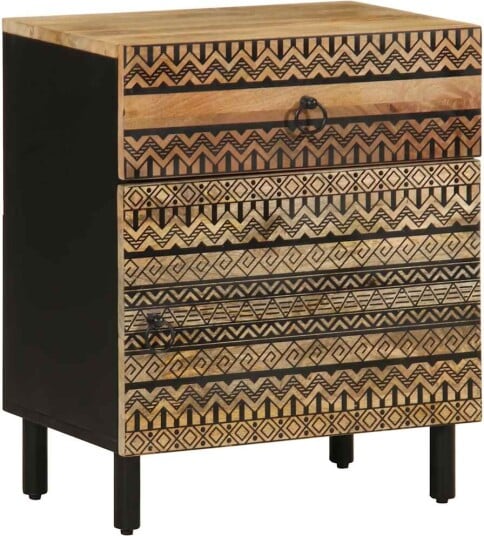 Nattbord svart 50x33x60 cm grovt heltre mangotre 8721158496355