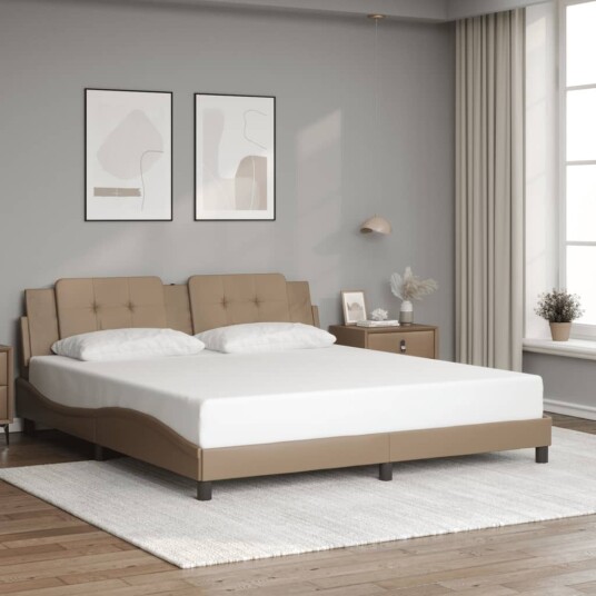 Sengeramme med hodegavl cappuccino 180x200 cm kunstlær