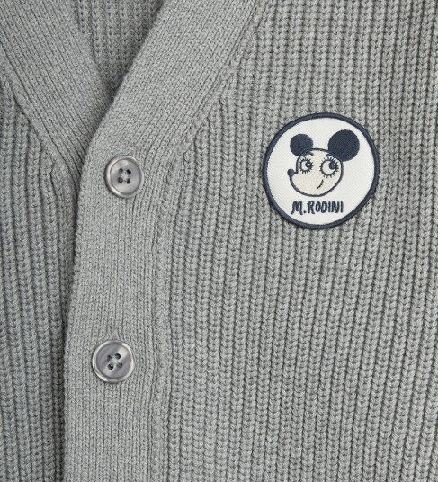 Mini Rodini Ritzratz Patch Knitted Cardigan   Grey   116/122