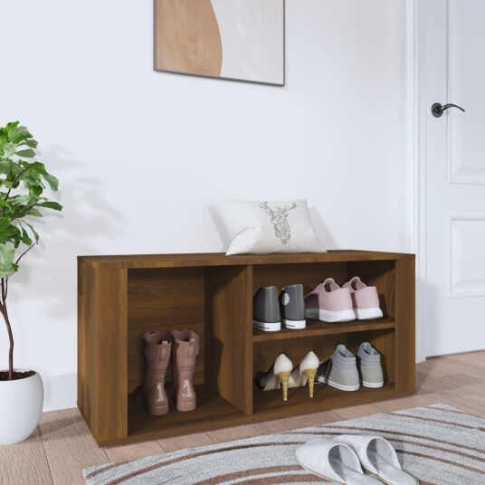 vidaXL Skoskap brun eik 100x35x45 cm konstruert tre vidaXL Skoskap brun eik 100x35x45 cm konstruert tre