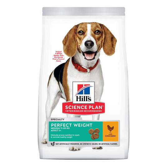 Hill's Science Plan Perfect Weight Tørrfôr til Voksne Hunder Medium Kylling 2 x 12 kg Hill's Science Plan Perfect Weight Tørrfôr til Voksne Hunder Medium Kylling 2 x 12 kg