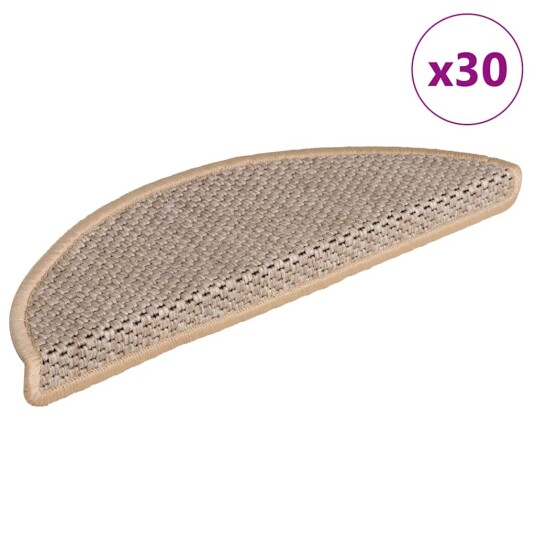 Selvklebende trappematter sisal 30 stk 56x17x3 cm lysebeige 8721288459879