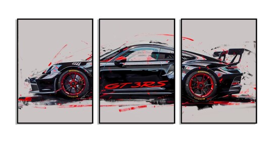 Plakat GT3 RS Sportsbil / Sett med 3