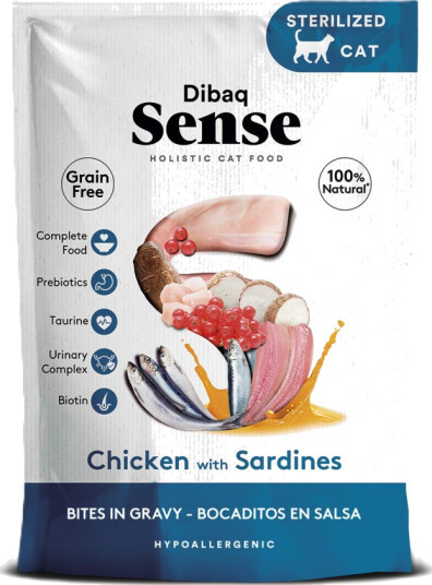 DIBAQ Kattemat: Cat Sense Bites Kylling med Sarder 100g