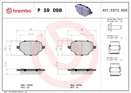 Bremseklosser BREMBO P 59 098