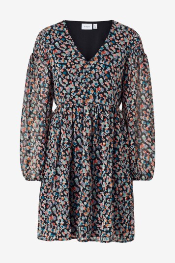 Vila   Kjole viFalia V neck L/S DresSvart