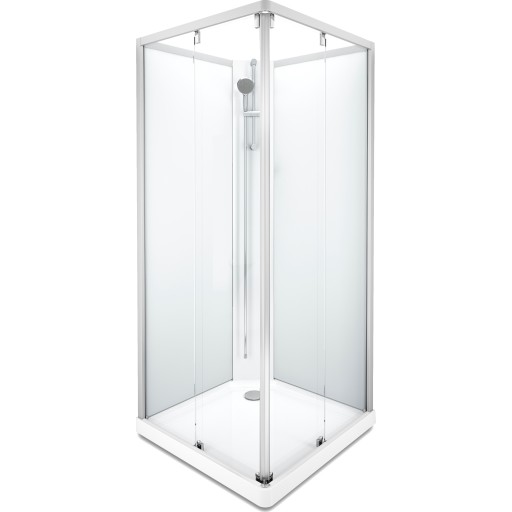 Contura Showerama Classic dusjkabinett, 90x90 cm, alu matt profil, frostet glass