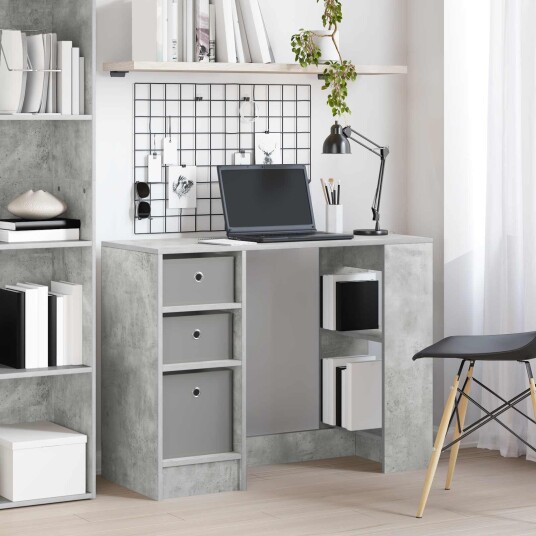 vidaXL Skrivebord med skuff Betonggrå 100 x 40 x 75 cm Konstruert tre