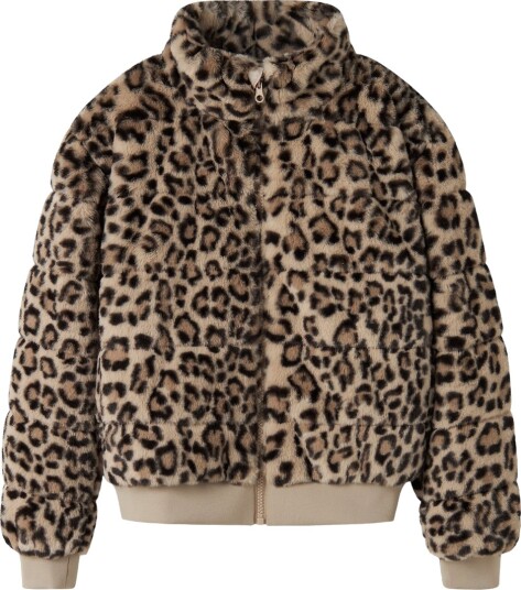 Name It Overgangsjakke NkfMila Humus/Leo Name It 6 år (116) Overgangsjakke Beige Brun Svart