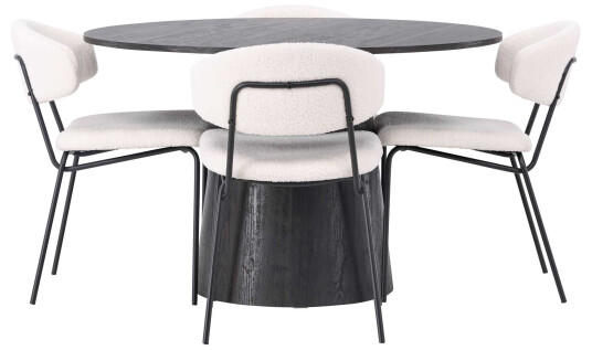 Venture Design Lanzo & Chico spisegruppe Hvit/svart 4 stoler & bord 120 cm